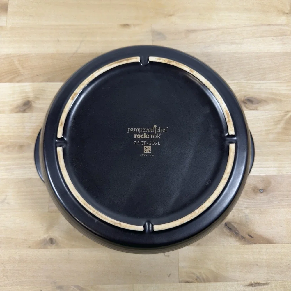 The Pampered Chef 2.5 Qt Black RockCrok Stoneware Pot REPLACEMENT No Lid